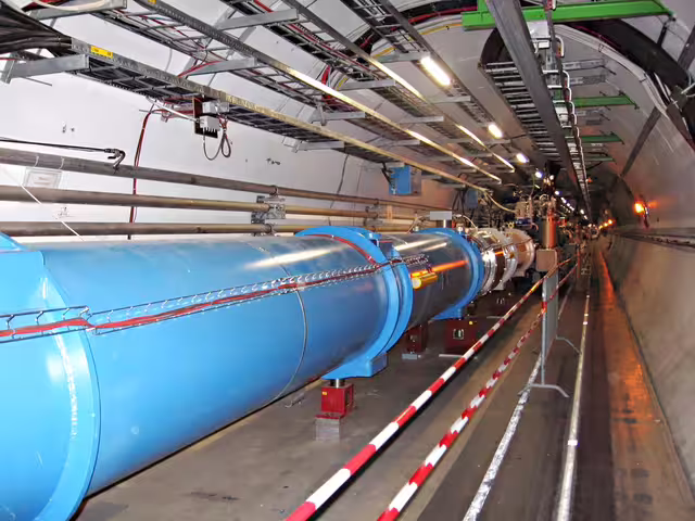 The Large Hadron Collider tunnel at CERN, 2008.