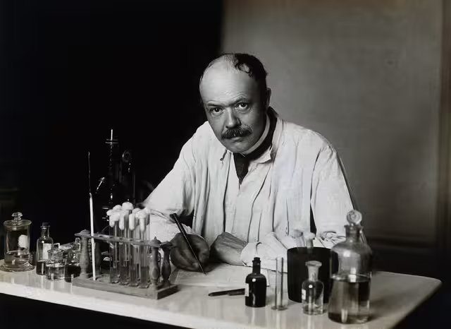 Charles Nicolle in his laboratory.