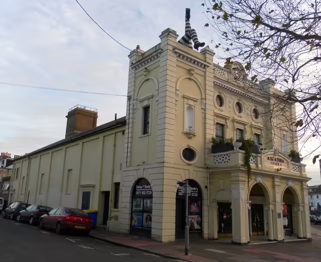 Duke of York’s Picture House at Preston Circus, Brighton, photographed in December 2011, with its distinctive can-can dancer’s legs above the entrance. The cinema first opened on 22 September 1910.