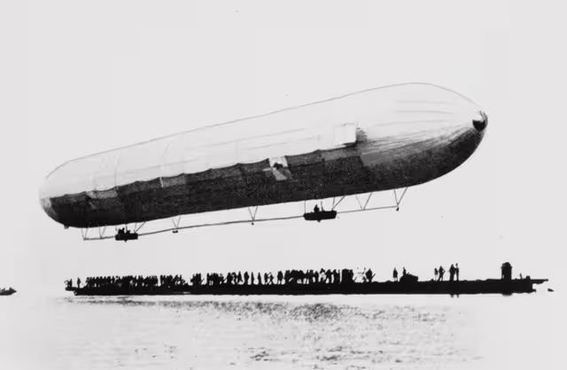 LZ 1, the first Zeppelin airship, during its first ascent over Lake Constance on 2 July 1900