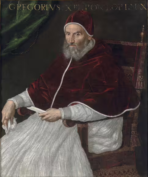 Portrait of Pope Gregory XIII by Lavinia Fontana. The pope introduced the calendar reform of 1582 that gave the Gregorian calendar its name.