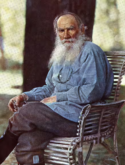 Leo Tolstoy at Yasnaya Polyana, 1908.