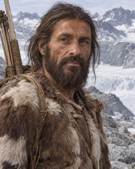 Reconstruction of Ötzi the Iceman as he may have appeared more than 5,300 years ago.