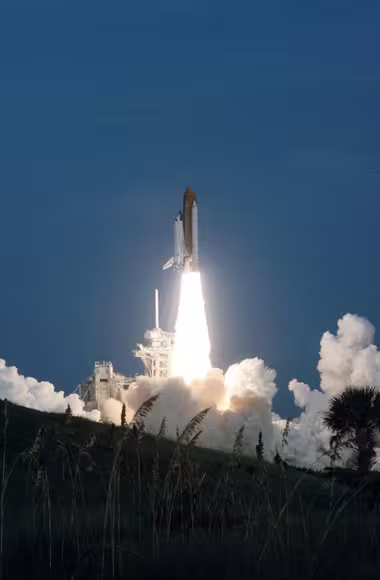 Space Shuttle Discovery launches on mission STS-51, September 12, 1993. NASA/JSC, image STS051-S-108.