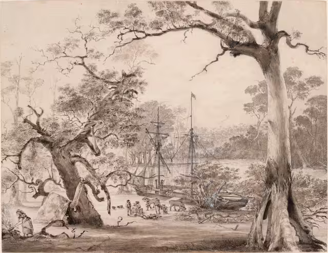 The Enterprize at the founding of Melbourne, August 1835.