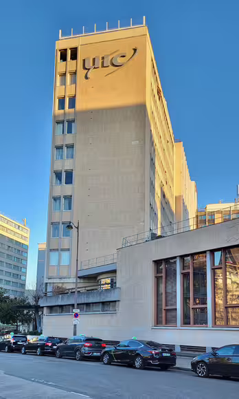 The headquarters of the International Union of Railways (UIC) in Paris, photographed in February 2023. The organisation was founded in the city in October 1922.